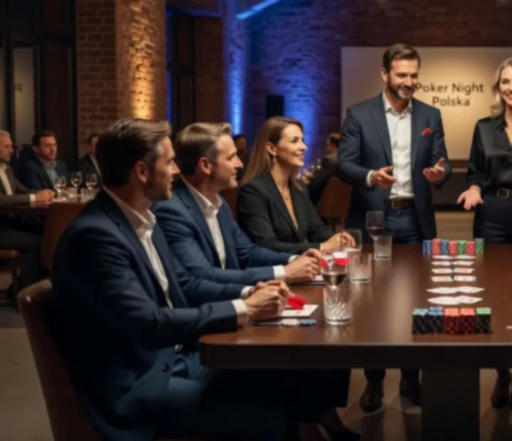 Elegancki wieczór pokerowy offline z gośćmi przy stołach