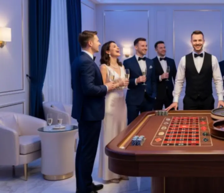 Atmosferyczny wieczór ruletki offline w eleganckiej oprawie eventowej